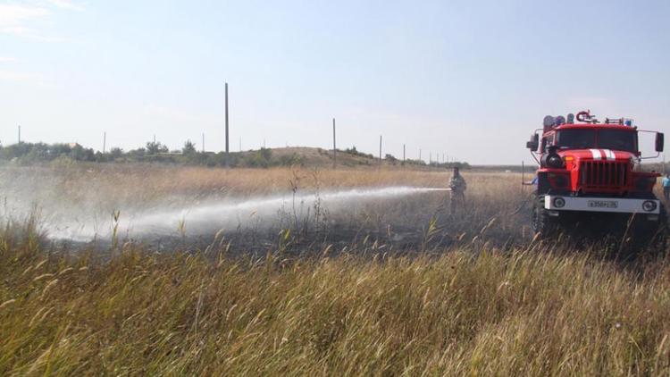 Пожарные в Курском районе потушили горящее поле с пшеницей
