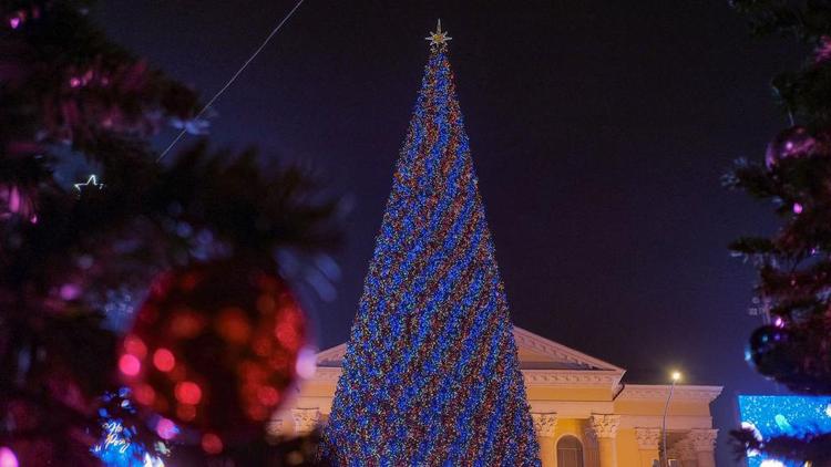 В Ставрополе зажгли новогодние ёлки на площади Ленина