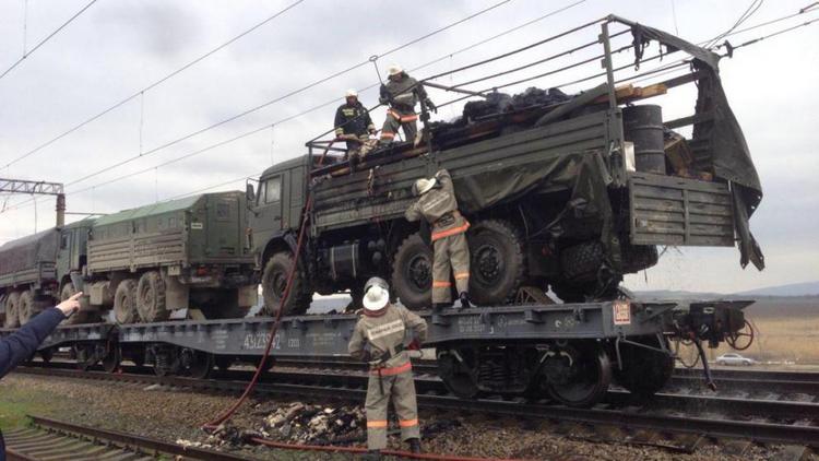 В Минводах на железнодорожных путях сгорел «КАМАЗ»