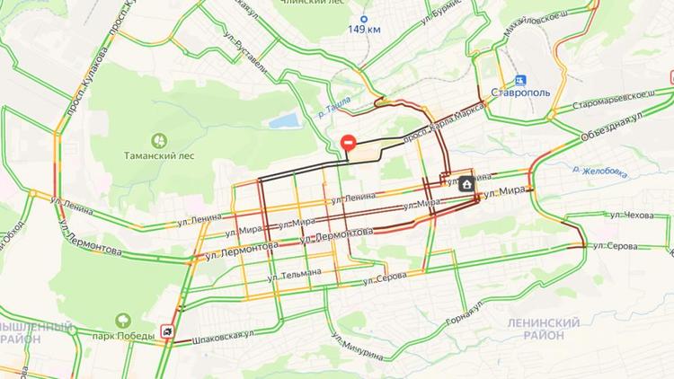 Десятибалльные пробки фиксируются в Ставрополе 7 мая
