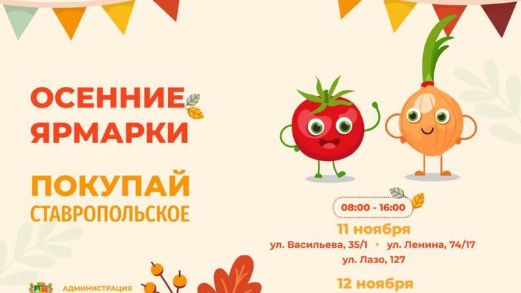 Четыре ярмарки выходного дня пройдут в Ставрополе 11 и 12 ноября